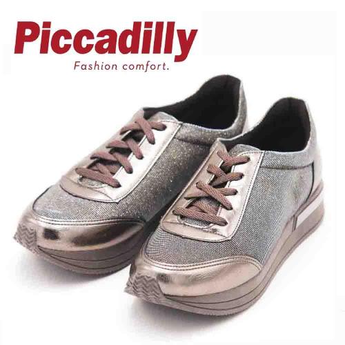 Piccadilly 異材質閃亮金蔥拼接運動鞋 女鞋-銀