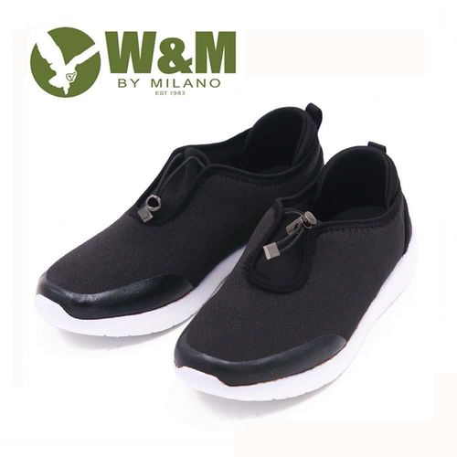 W&M MODARE 素色萊卡布束帶運動鞋 女鞋-黑(另有藍/粉/灰)