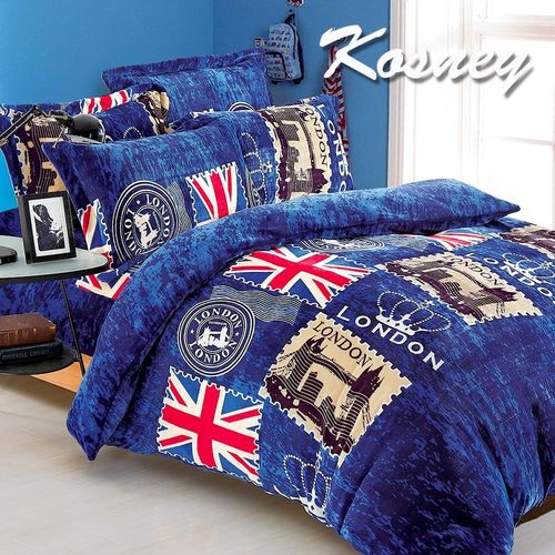 【KOSNEY】英國國旗 頂級法蘭絨加大四件式兩用被套床包組