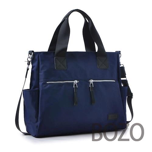 【BOZO柏樂】韓國設計進口厚質布牛皮托特包073-時尚藍