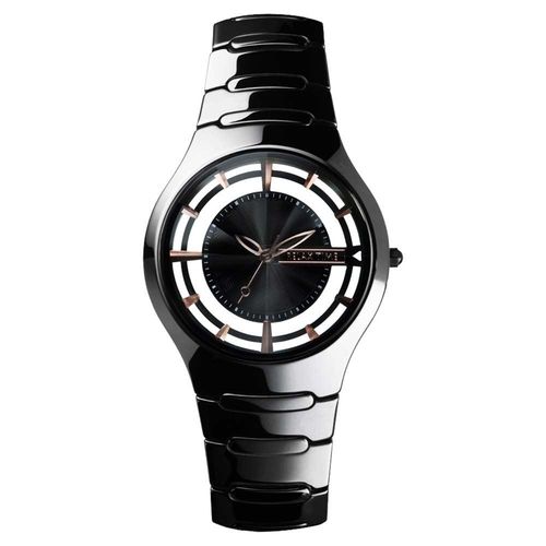 RELAX TIME RT57 優雅鏤空陶瓷腕錶-黑x玫瑰金時標/37mm RT-57-11