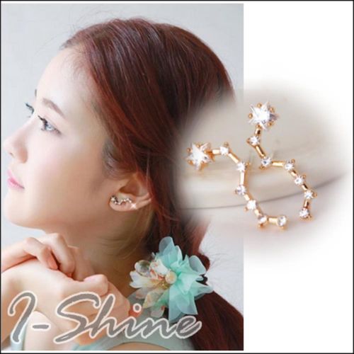 【I-Shine】韓系飾品-五角星水鑽一字耳環