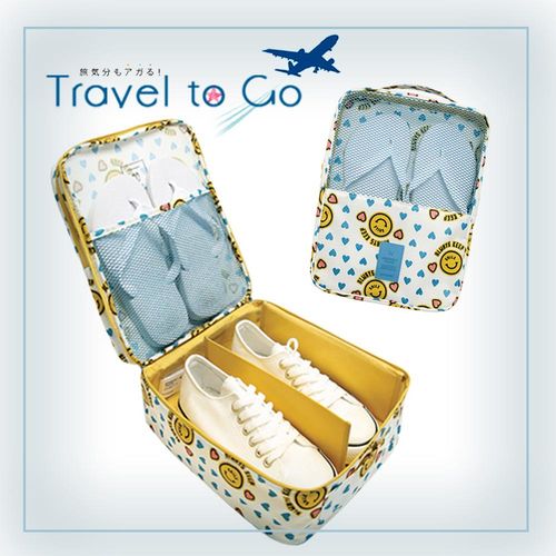 【Travel to Go】多功能防潑水海灘戲水包/運動包/收納旅行鞋袋（黃色笑臉）