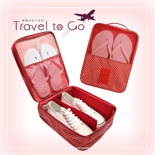 【Travel to Go】多功能防潑水海灘戲水包/運動包/收納旅行鞋袋（菱格洋紅）