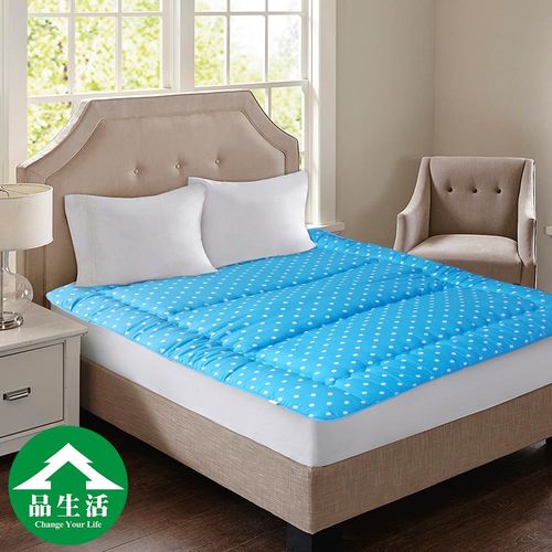 【品生活】 8cm日式鋪棉三折床墊(雙人5X6.2尺)-藍白點點