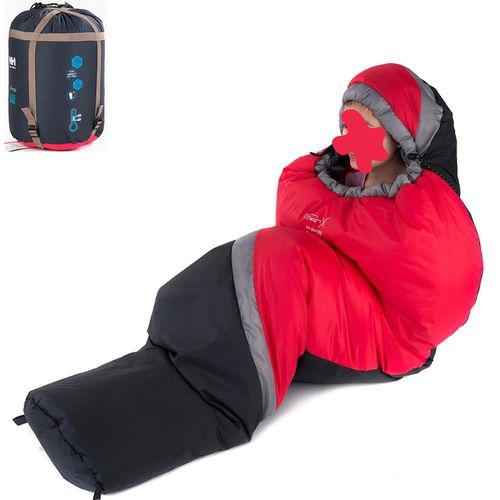 PUSH! 登山戶外用品 300克防風防潑水四季空調被可拼接木乃伊睡袋P76-2紅色