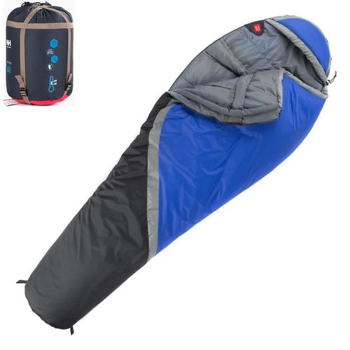PUSH! 登山戶外用品 300克防風防潑水四季空調被可拼接木乃伊睡袋P76-3藍色