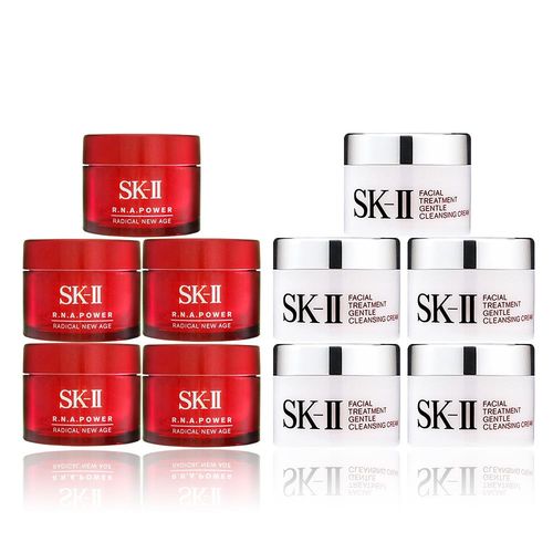 SK-II R.N.A.超肌能緊緻活膚霜 15gx5+全效活膚卸妝霜 15gx5