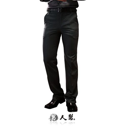 【男人幫】沉穩灰窄版立體條紋中低腰直筒西裝褲(K0416)