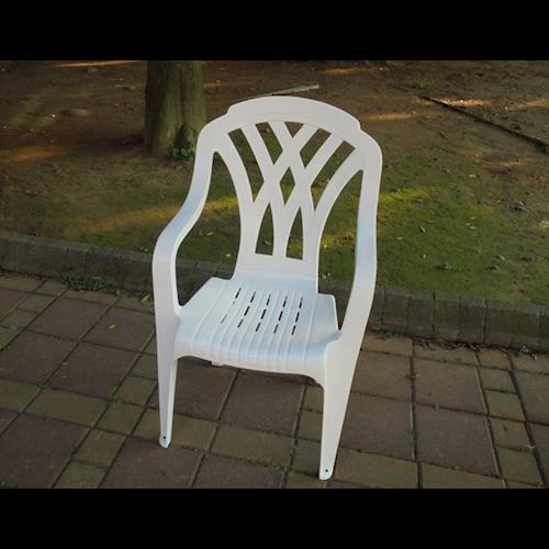 BROTHER兄弟牌歐式風情~白色塑膠格網椅(高背設計)，物美價廉庭院休閒必備!! (4入裝)