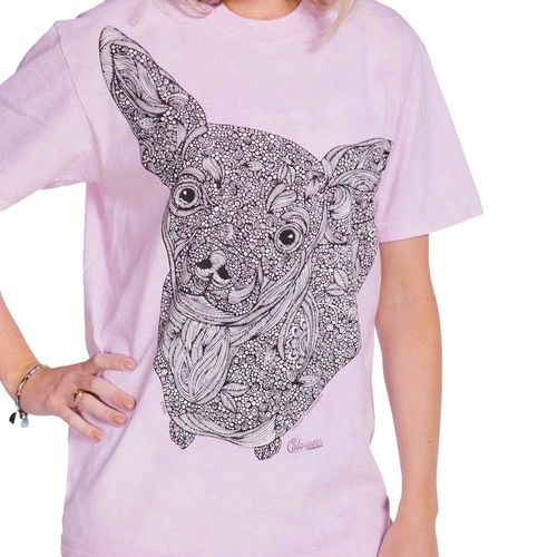 【摩達客】(預購) (大尺碼3XL) 美國進口ColorWear  伊布吉娃娃 禪繞畫療癒藝術 環保短袖T恤