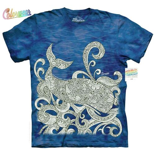 【摩達客】(預購) (大尺碼3XL) 美國進口ColorWear  海洋鯨魚 禪繞畫療癒藝術 環保短袖T恤