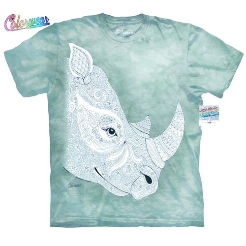 【摩達客】(預購) (大尺碼3XL) 美國進口ColorWear 犀牛 禪繞畫療癒藝術 環保短袖T恤