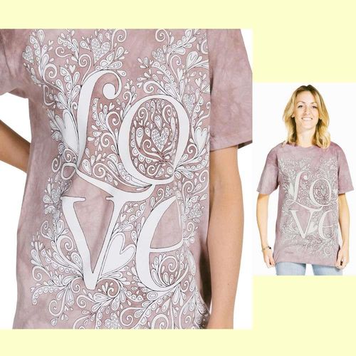 【摩達客】(預購) (大尺碼3XL) 美國進口ColorWear LOVE愛 禪繞畫療癒藝術 環保短袖T恤