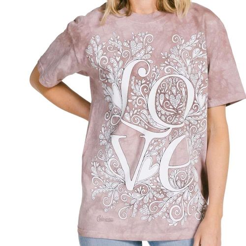 【摩達客】(預購)美國進口ColorWear LOVE愛 禪繞畫療癒藝術 環保短袖T恤