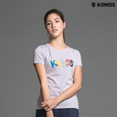 K-Swiss Logo Tee印花短袖T恤-女-粉紫