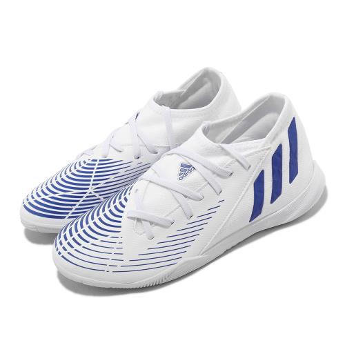 adidas 足球鞋 Predator Edge.3 IN J 童鞋 中童 白 藍 室內場地 運動鞋 愛迪達 GX2647