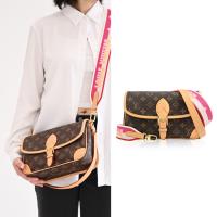 Louis Vuitton LV M46049 DIANE Monogram帆布老花雙背帶肩斜包.桃紅