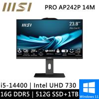 微星 PRO AP242P 14M-619TW-SP2 24型 黑(i5-14400/8G+8G/512G PCIE+1TB HDD/W11)特仕版