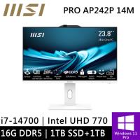 微星 PRO AP242P 14M-626TW-SP1 24型 白(i7-14700/16G/1TB PCIE+1TB HDD/W11P)特仕版