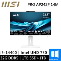 微星 PRO AP242P 14M-624TW-SP5 24型 白(i5-14400/32G DDR5/1TB+1TB HDD/W11)特仕版