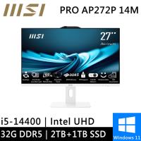 微星 PRO AP272P 14M-633TW-SP7 27型 白(i5-14400/32G DDR5/2TB+1TB SSD/W11)特仕版