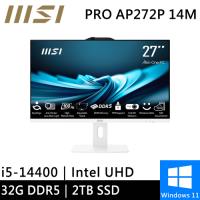 微星 PRO AP272P 14M-633TW-SP6 27型 白(i5-14400/32G DDR5/2TB PCIE/W11)特仕版