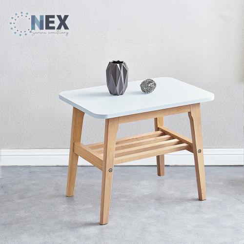【NEX】北歐風 客廳雙層小茶几 實木腳(咖啡桌/客廳桌/桌子/小方几/置物桌)