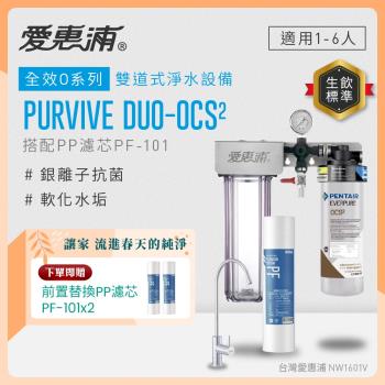 EVERPURE愛惠浦 櫥下型 PURVIVE Duo-OCS2無鉛龍頭兩道式生飲淨水器(前置PP)
