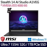 (規格升級)MSI微星Stealth 14 AI A1VEG-200TW 14吋筆電Ultra 7 155H/32G/1TB/RTX4050/W11