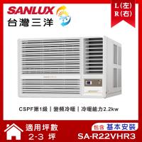 【SANLUX台灣三洋】2-3坪 1級變頻R32窗型右吹冷暖冷氣 SA-R22VHR3