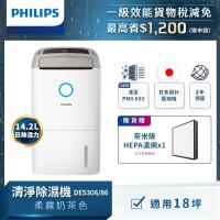 PHILIPS飛利浦 14.2L抗敏清淨除濕機-柔霧奶茶 DE5306/86