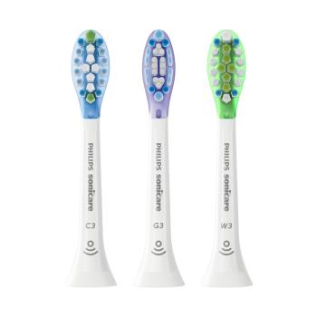 【PHILIPS 飛利浦】智臻綜合刷頭3入-白: 潔淨/護齦/亮白各一 HX9073/67