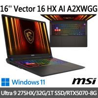 msi微星 Vector 16 HX AI A2XWGG-008TW(Ultra 9 275HX/32G/1T SSD/RTX5070/W11)