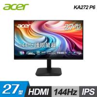 【Acer 宏碁】KA272 P6 27型 IPS 144Hz 護眼電腦螢幕