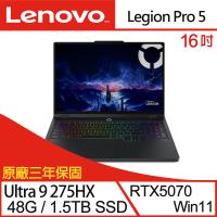 (規格升級)Lenovo Legion Pro 5 83F3002ETW 16吋電競筆電/U9 275HX/48G/1.5TB/RTX5070/W11