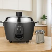 大同 6人份 保溫開關功能 不鏽鋼電鍋(晶鑽灰) TAC-06I-NIG+櫻井屋雙渦輪閃電輕便迷你刮鬍刀