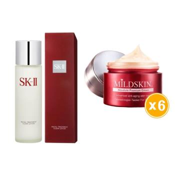 【全效呵護】【SK-II】亮采化妝水230ml(公司貨)+MILDSKIN肌因胜肽活膚精質霜5+1件組