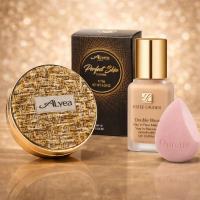 【全效呵護】ALYEA頂級毛呢柔膚水光氣墊+雅詩蘭黛 粉持久完美持妝粉底SPF10/PA++#36(7ML)X2送美妝蛋