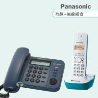 Panasonic 松下國際牌數位子母機電話組合 KX-TS580+KX-TG1611 (文青藍+湖水藍)