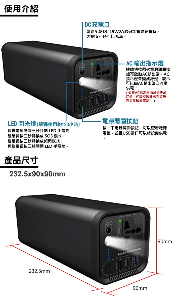 DC充電口,AC輸出指示燈,LED閃光燈,戶外安全照明,手電筒