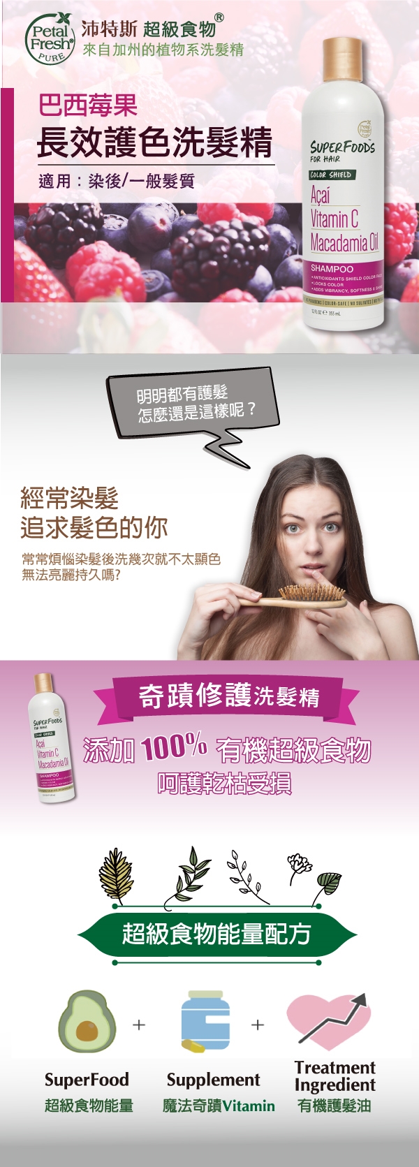 沛特斯superfoods超級食物長效護色洗髮精355ml X2瓶 美國沛特斯 Etmall東森購物網
