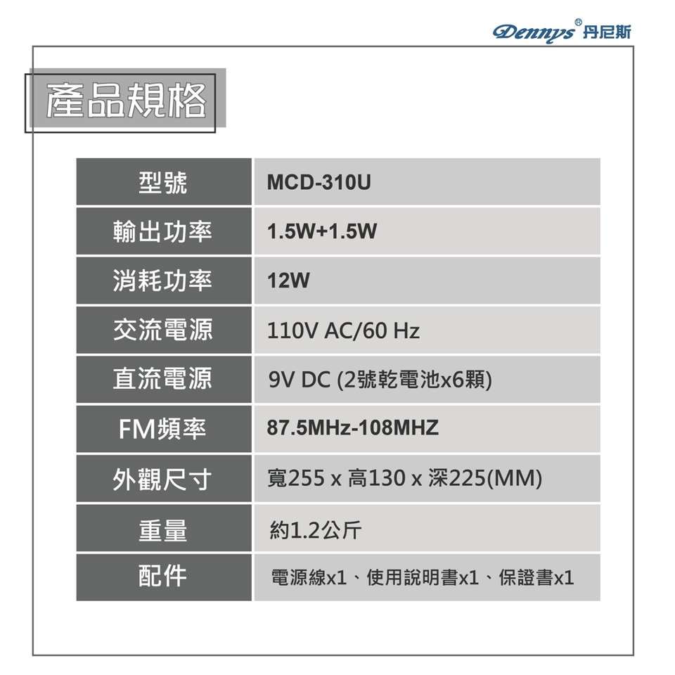 Dennys MCD-310U - 詳情5