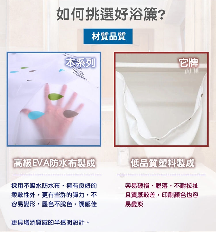Apex 文青風時尚加厚型防水浴簾 風格幾何 浴簾 Etmall東森購物