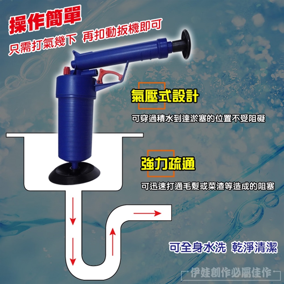 一炮通通馬桶疏通器 Ah 69 氣壓式疏通器下水道管道一炮通廁所清理便堵塞 水管疏通器 Etmall東森購物