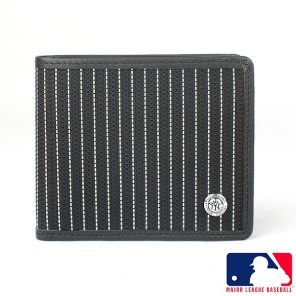 Backbager 背包族【MLB 美国大联盟 】洋基 条纹横式8卡 皮夹/短夹/钱包-(黑色)