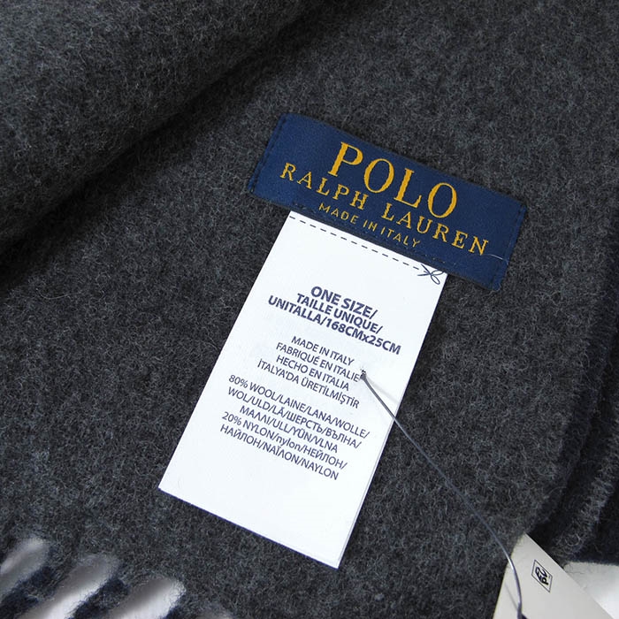 Polo Ralph Lauren 深藍色小馬logo羊毛流蘇圍巾 Ralph Lauren Polo Etmall東森購物網