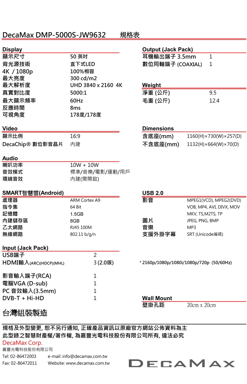 DECAVIEW嘉豐 DMP-5000S-JW9632 - 詳情6