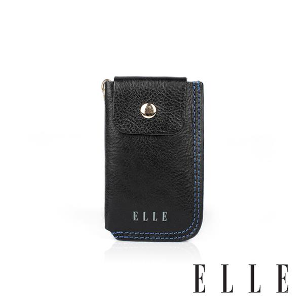 背包族【ELLE HOMME】ELLE真皮鑰匙收納包 (黑色)