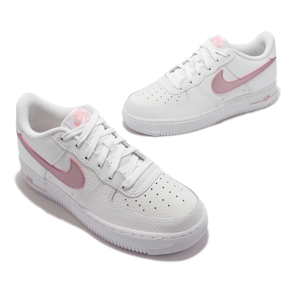 Nike 休閒鞋Air Force 1 GS 女鞋經典款荔枝皮質感穿搭大童白粉CT3839-104 [ACS  跨運動]|休閒運動鞋|ETMall東森購物網